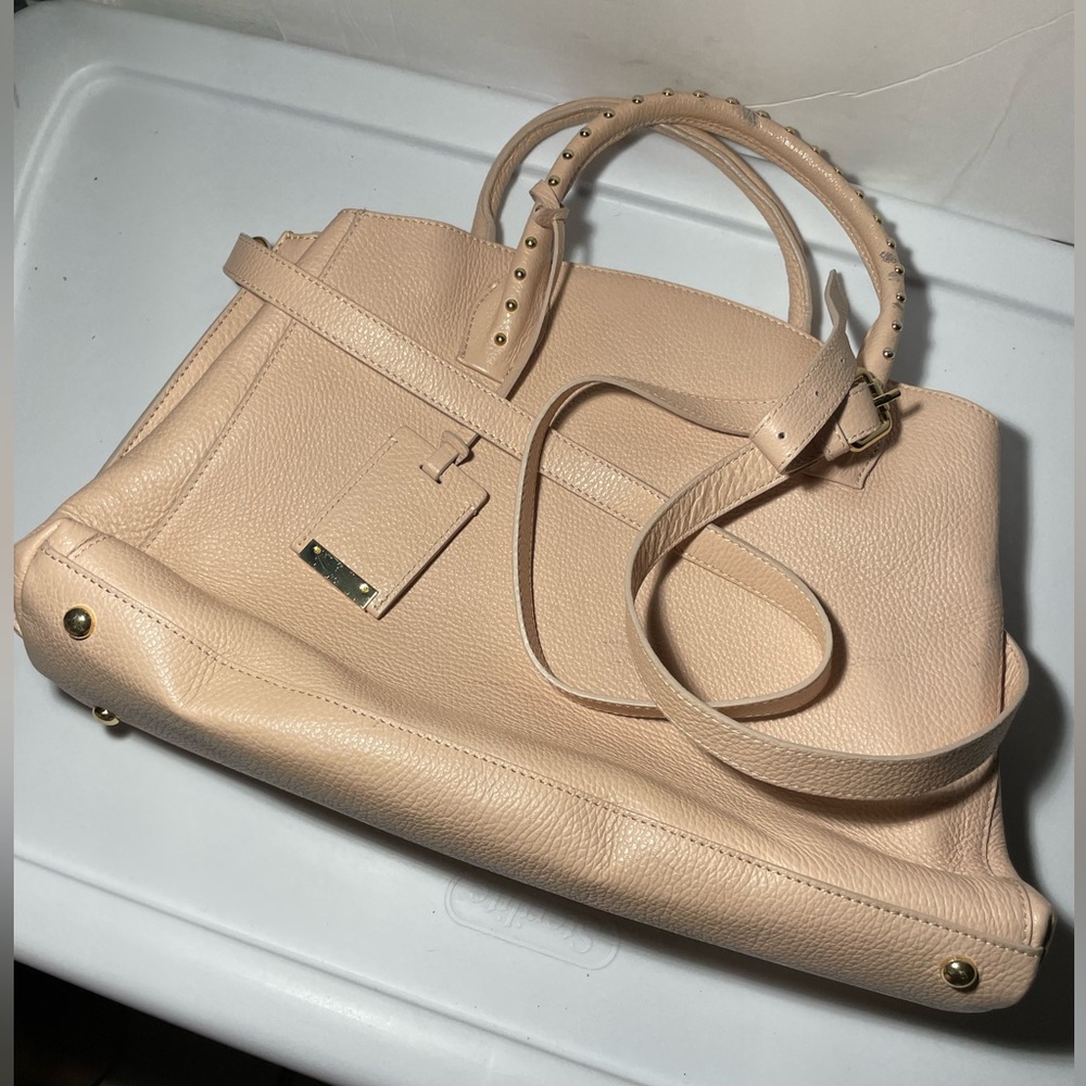 Lacucci italy crean Blush Pebbled leather tote handbag